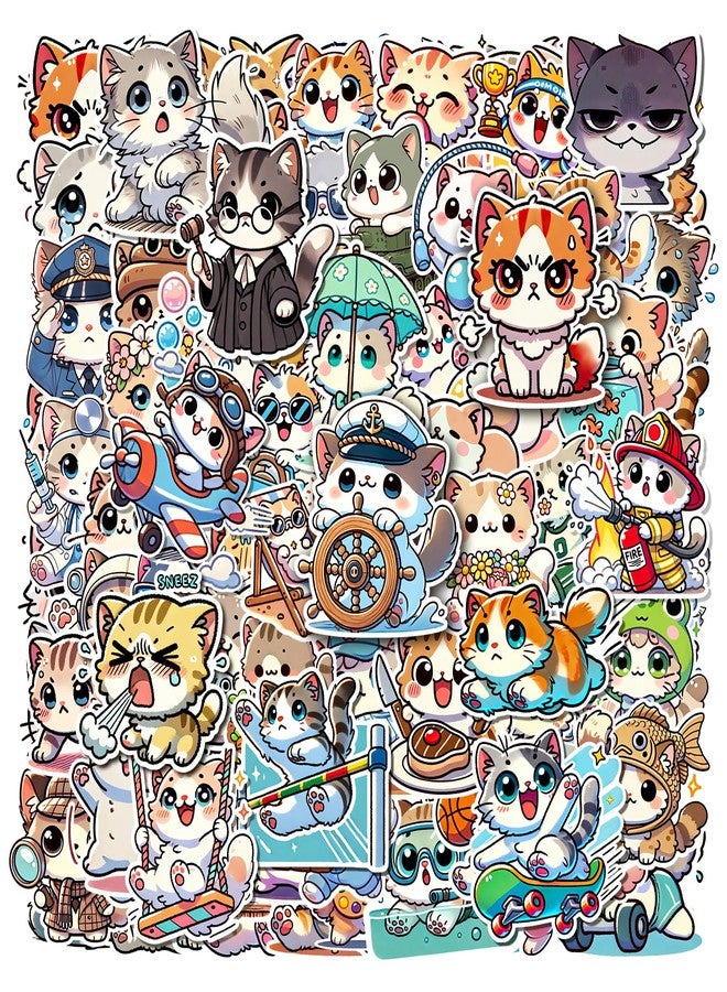 Auconda 100 Pcs Cute Cat Meme Stickers - Funny & Durable Waterproof Vinyl Stickers for Laptops, Water Bottles, Suitcase and DIY Projects， Teens ，Adults or Kids Gift (Cat) - Image 1